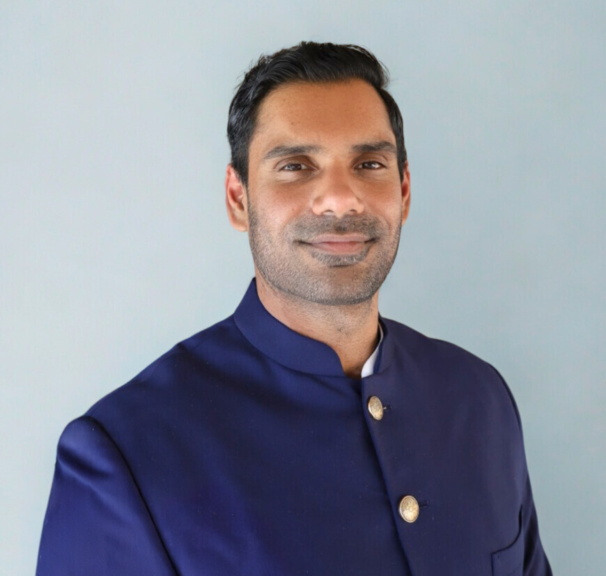 Portrait of Neel Jaiswal wearing a navy jacket